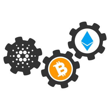 Cardano Cryptocurrency mekanizması düz simgesi