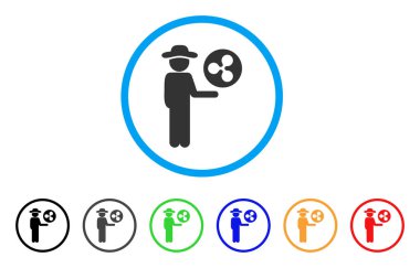 İşadamı dalgalanma sikke yuvarlak simge göster