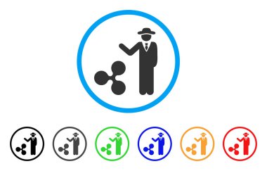 İşadamı dalgalanma yuvarlak simge göster