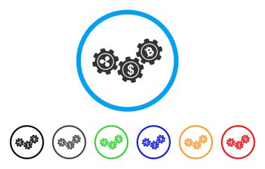 Cryptocurrency işlemi Gears simgesi yuvarlak