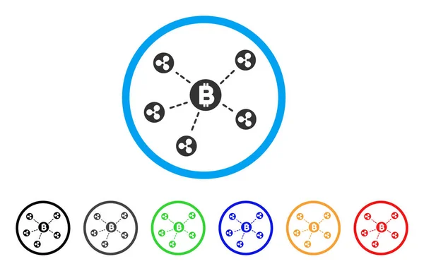 Bitcoin-Ripple-Netzwerk rundete Symbol ab — Stockvektor