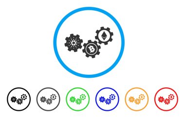 Cardano Cryptocurrency mekanizması simgesi yuvarlak