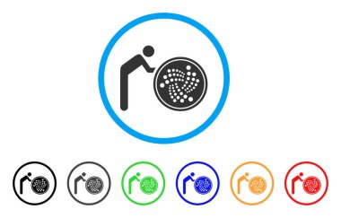 Kişi çalışırken Iota sikke simge yuvarlak