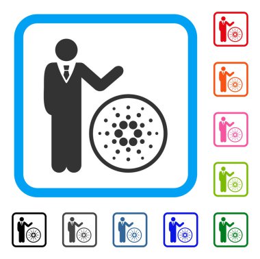 İşadamı Haritayı Cardano simgesi çerçeveli
