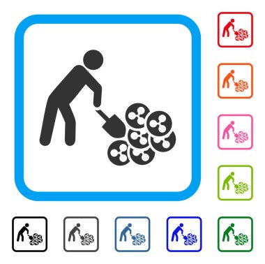 Dalgalanma kazma kişi simgesi çerçeveli