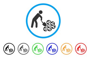 Dalgalanma yuvarlak simge kazma kişi