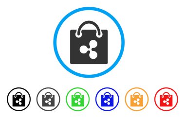 Alışveriş çantası yuvarlak simge dalgalanma