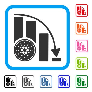 Grafik aşağı Cardano sikke simge çerçeveli