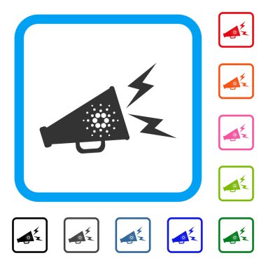 Cardano megafon uyarı simgesi çerçeveli