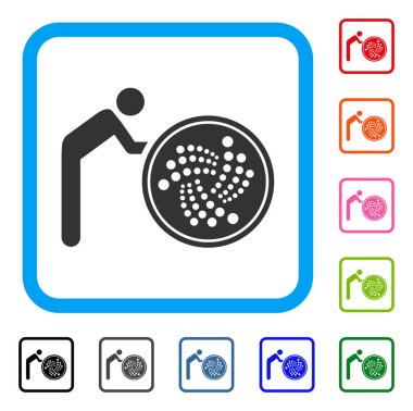 Kişi çalışırken Iota sikke simge çerçeveli