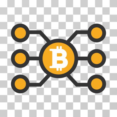 Bitcoin düğüm bağlantılar vektör simgesi