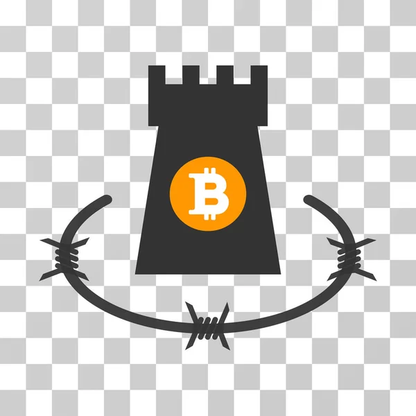 Bitcoin Barbwire Bulwark vetor ícone —  Vetores de Stock