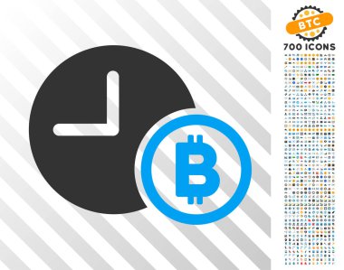Bonus ile Bitcoin kredi saat düz simgesi