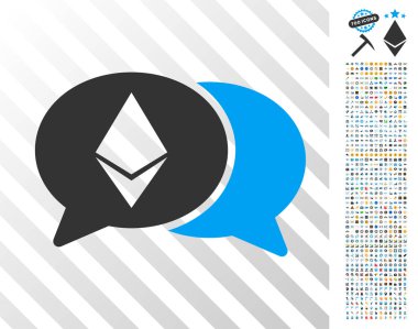 Bonus ile Ethereum sohbet düz simgesi