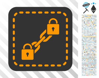 Blockchain m-cüzdan Bonus ile düz simgesi