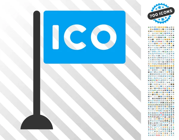 Icône plate de drapeau de rectangle d'Ico avec le boni — Image vectorielle