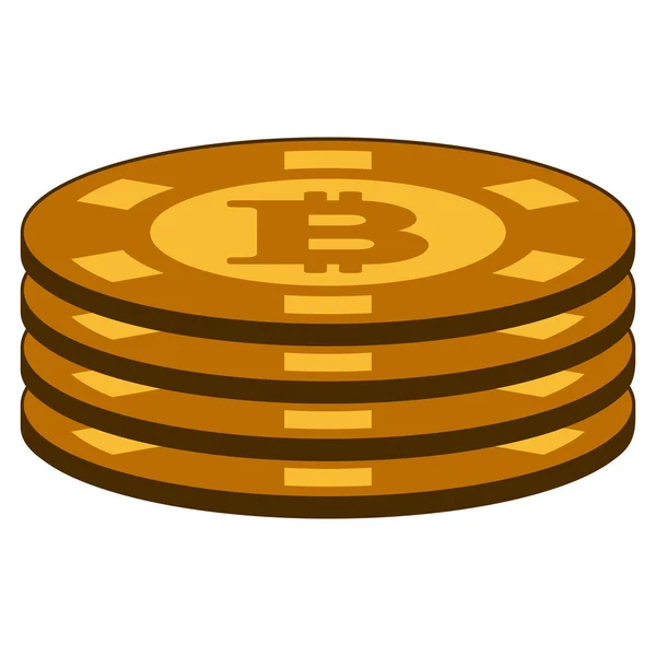 Bitcoin Casino Chip Spalte flaches Symbol — Stockvektor