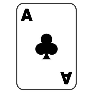 Kulüpleri oyun kağıdı düz simgesi Ace