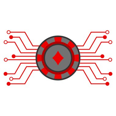 Dijital Casino çip düz simgesi