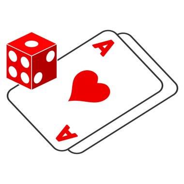 Zar ve kartları düz simgesi kumar