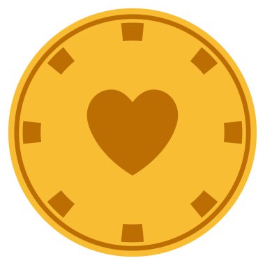 Kalp Casino çip düz simgesi