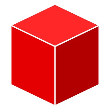 Kırmızı izometrik küp düz simgesi
