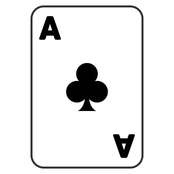 Clubs Ace Playing Card Flat Icon — Stock Vector