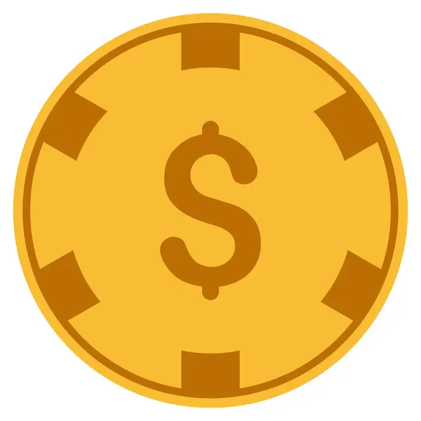 Dollar Casino Chip ícone plana — Vetor de Stock