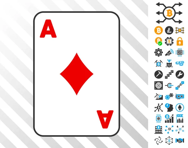 Diamantes As jugando a las cartas con bonificación — Vector de stock