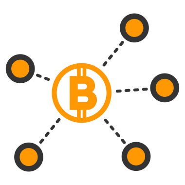 Bitcoin ağ bağlantıları düz simgesi