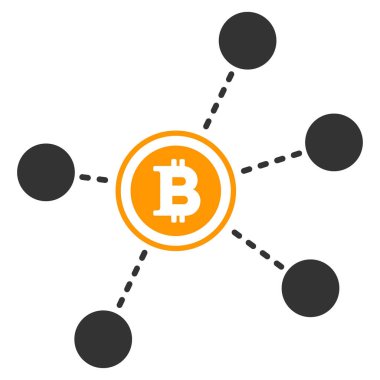Bitcoin ağ düğümleri düz simgesi