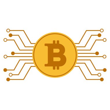 Bitcoin devre bağlantıları düz simgesi