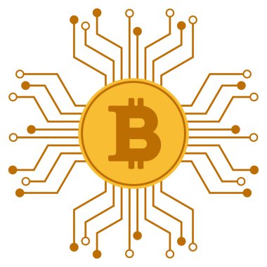 Bitcoin devre bağlantıları düz simgesi