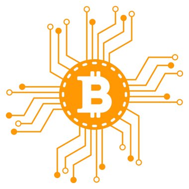 Bitcoin devre şeması düz simgesi