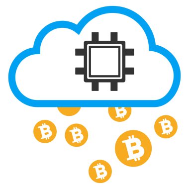 Bitcoin bulut havuzu düz simgesi