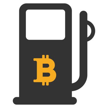 Bitcoin benzin istasyonu düz simgesi
