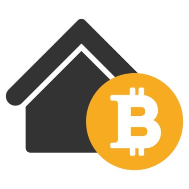 Bitcoin ev kira düz simgesi