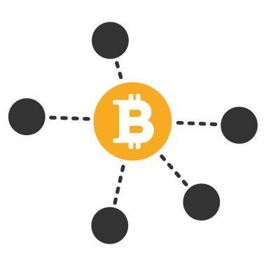 Bitcoin ağ öğeleri düz simgesi