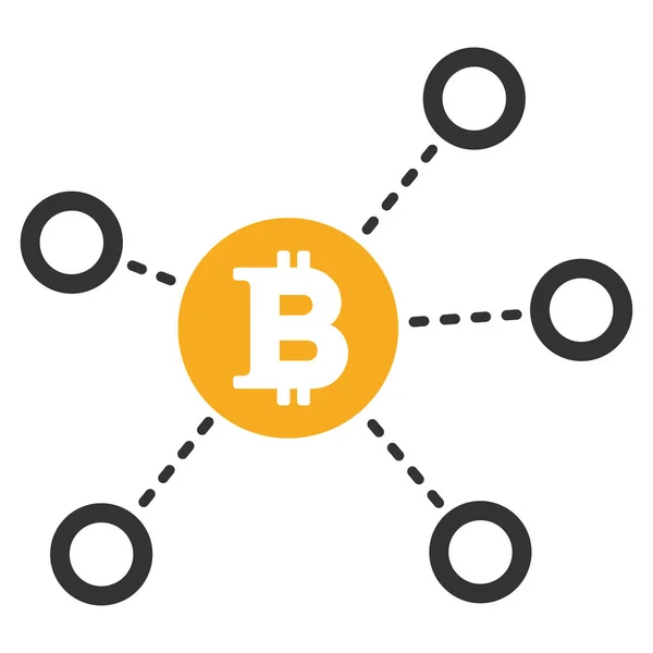 Bitcoin platte netwerkpictogram — Stockvector