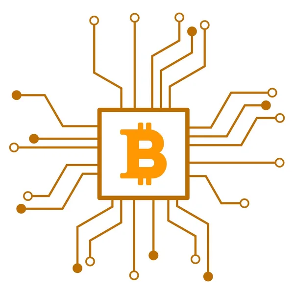 Bitcoin процессор цепь плоский значок — стоковый вектор