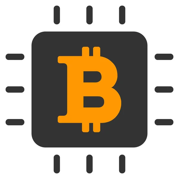 Bitcoin Chip Flat Icon — Stock Vector