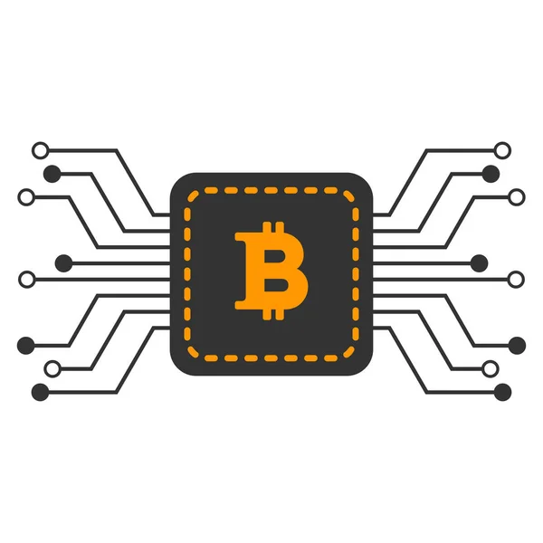 Connessioni del circuito Bitcoin Icona piatta — Vettoriale Stock