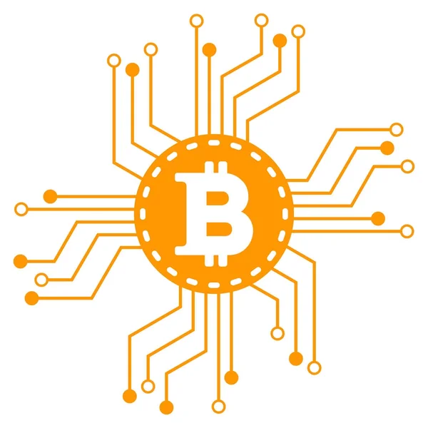 Schema di circuito Bitcoin Icona piatta — Vettoriale Stock