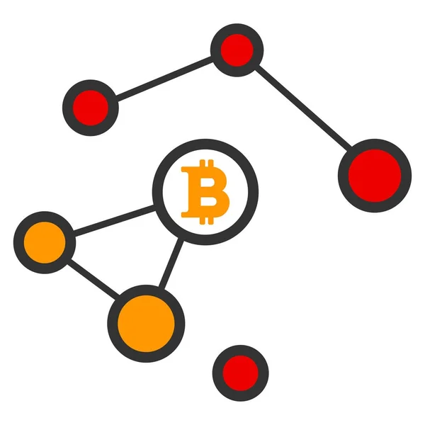 Ícone plano de rede danificada Bitcoin — Vetor de Stock