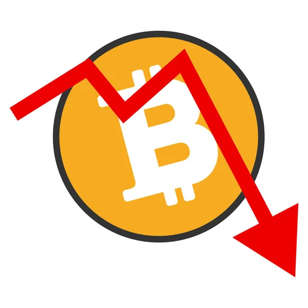 Bitcoin aşağı grafik düz simgesi — Stok Vektör