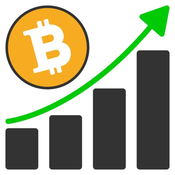 Bitcoin Grow Up Chart Icono plano — Archivo Imágenes Vectoriales
