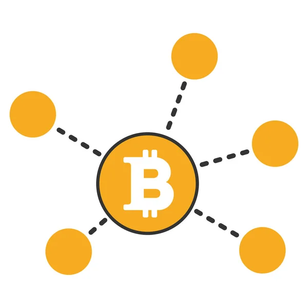 Bitcoin-Netzelemente flaches Symbol — Stockvektor