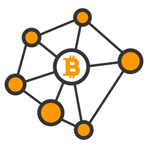 Bitcoin Net Nodes Flat Icon — Stock Vector