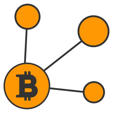 Bitcoin düğüm bağlantılar düz simgesi