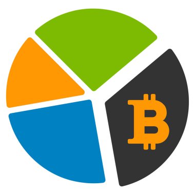 Bitcoin pasta grafiği düz simgesi